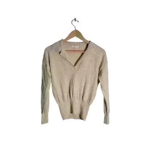 Madewell Women's V-Neck Sweater in Light Tan